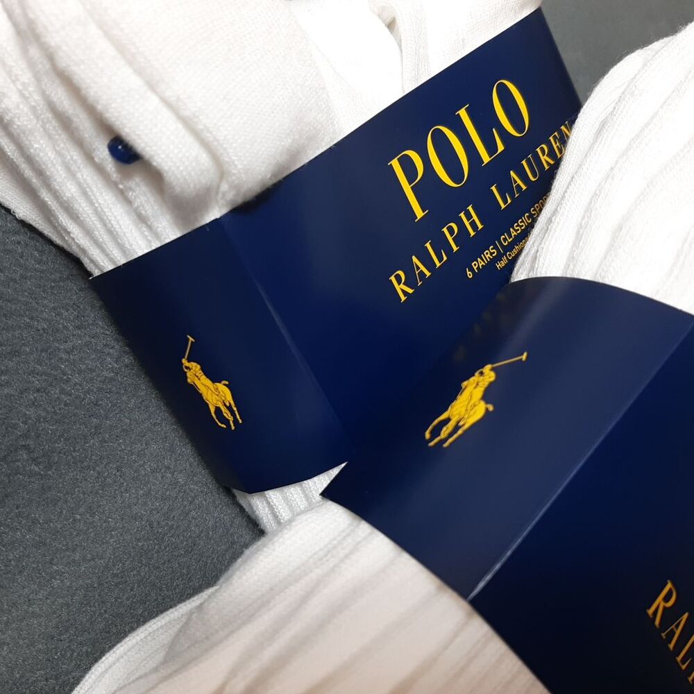 Polo Ralph Lauren Socks Mens White 6 Pairs Classic Sport PRL ZP821005PK6N BUNDLE - Picture 7 of 9